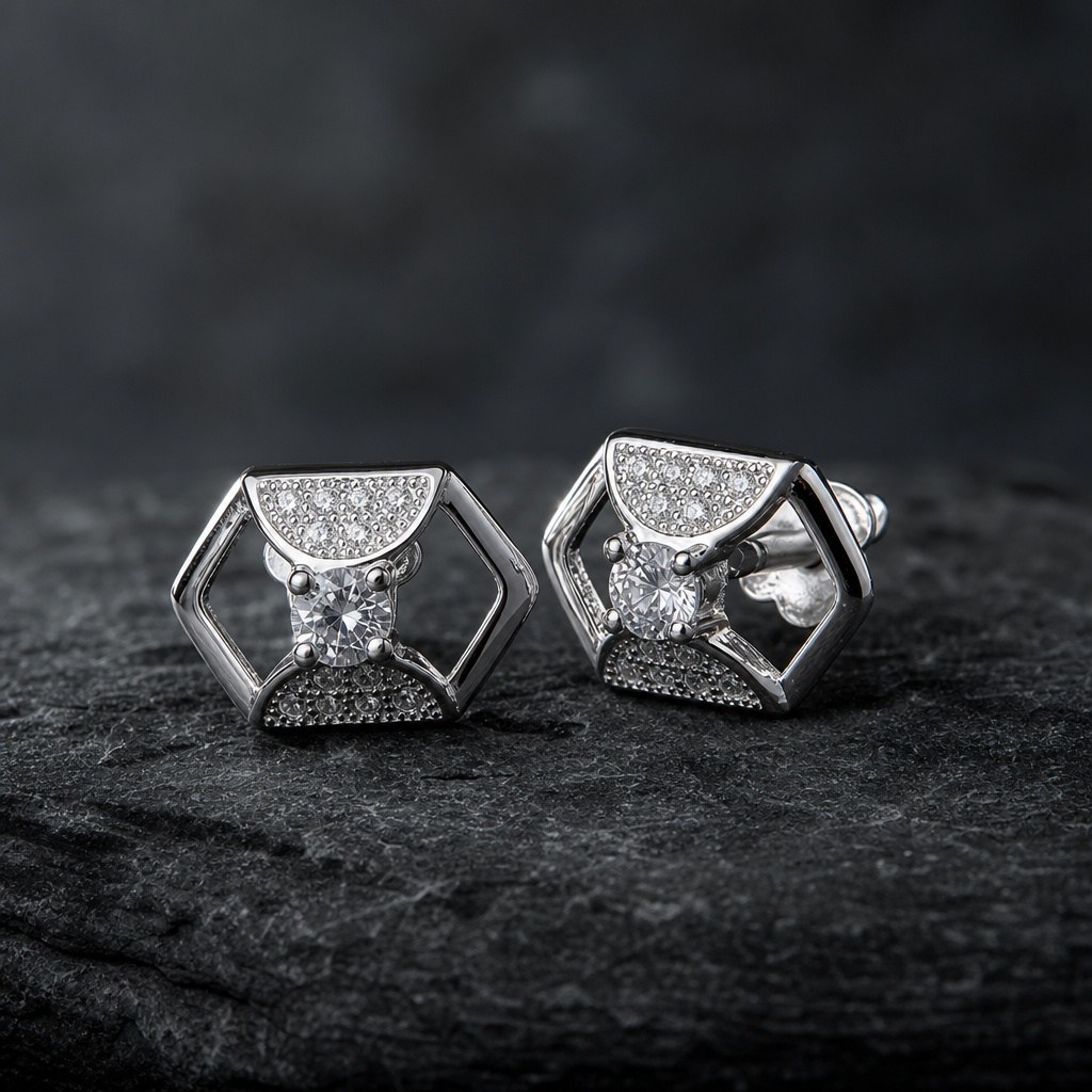 100300 Silver Swirls Stud - Image 1