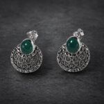 Green stone - Elegant Silver Studs